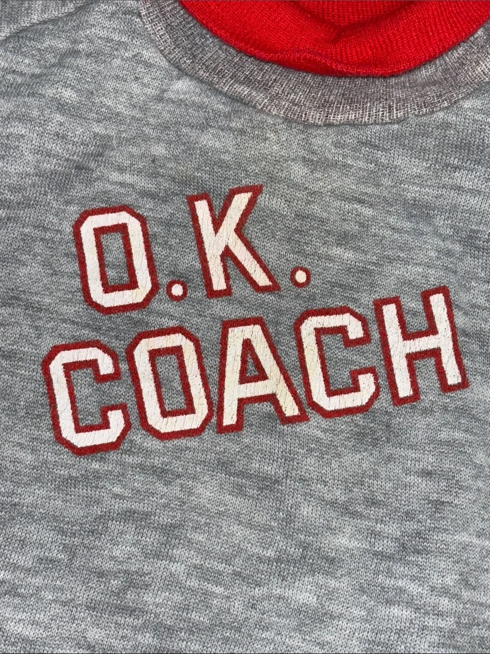 Vintage Carter's 1970’s Gray & Red “O.K. Coach” Sweatshirt 12 months